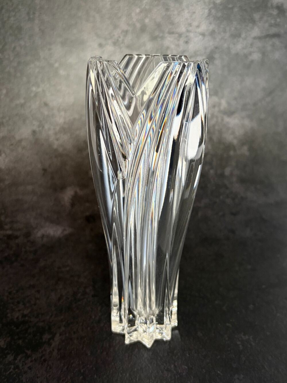 Crystal Vase Lenox Fine Crystal Germany Cut Vertical Fan Pattern 7"